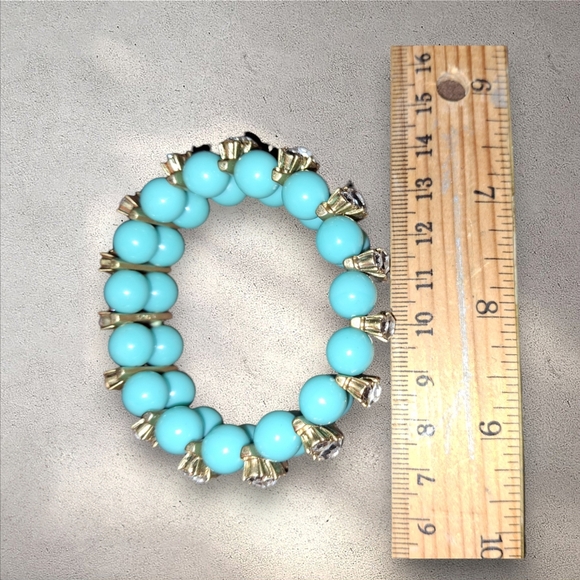 J. Crew Women's turquoise Ceramic Beaded double rhinestone Bracelet - Picture 4 of 9